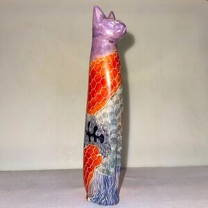 🐈‍⬛ African Carved Soapstone Dot Art Cat Statue Figurine